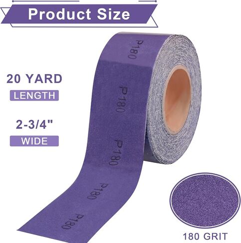 AUSTOR Premium 120 Grit PSA Purple Film Ceramic Longboard Sandpaper Roll, 2-3/4" x 20 Yards Sanding Sheet Self-Adhesive Sand Paper Roll for Auto Wood Air File Sanders Hand Sanding Blocks in Saudi Arabia