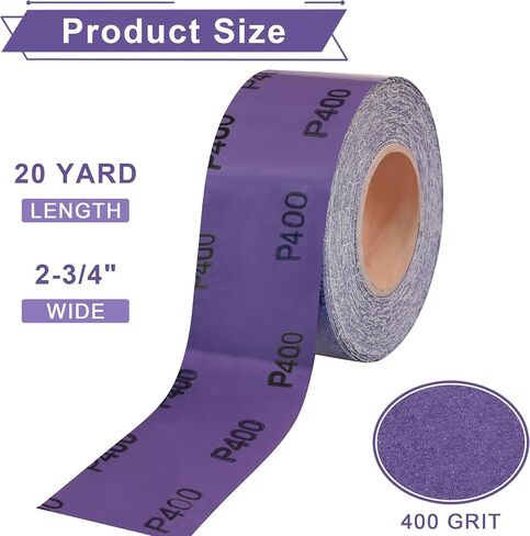 AUSTOR Premium 120 Grit PSA Purple Film Ceramic Longboard Sandpaper Roll, 2-3/4" x 20 Yards Sanding Sheet Self-Adhesive Sand Paper Roll for Auto Wood Air File Sanders Hand Sanding Blocks in Saudi Arabia