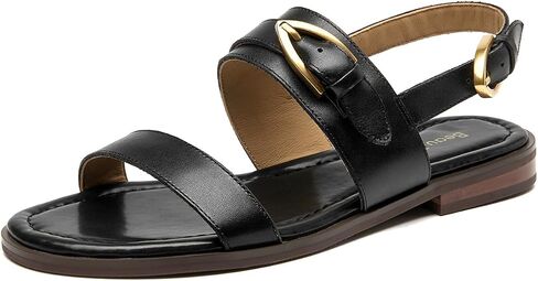 BEAU TODAY Flat Sandals for Women,Adjustable Strappy Sandals for Women,Summer Fashion Comfortable Open-Toe Wide Dress Leather Sandals for Vacation Hiking in Saudi Arabia