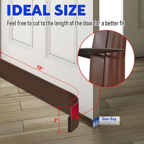 Premium Door Draft Stopper for Bottom of Door, Under Door Sweep for Exterior & Interior Doors. Under Door Noise and Light and Bug Blocker. Door Strip Ideal for Keeping Out Cold, 2" W x 39" L, Black in Saudi Arabia
