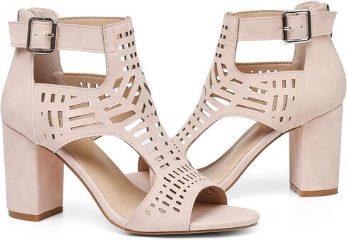 AOSPHIRAYLIAN Chunky Heeled Sandals for Womens Bohemian Cutout Open Toe Summer Block Heeled Party Sandals in Saudi Arabia