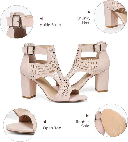 AOSPHIRAYLIAN Chunky Heeled Sandals for Womens Bohemian Cutout Open Toe Summer Block Heeled Party Sandals in Saudi Arabia