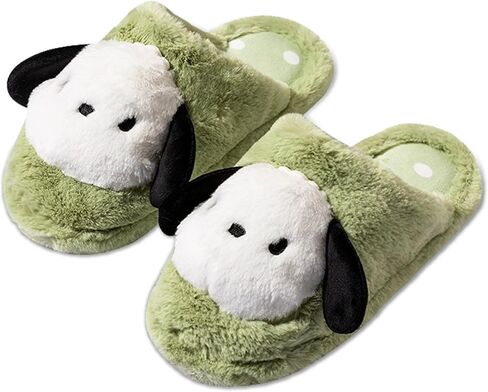 Roffatide Cartoon Cute Plush Open Back Floor Slippers Indoor Shoes Fuzzy Slippers with Rubber Sole for Girls Women in Saudi Arabia