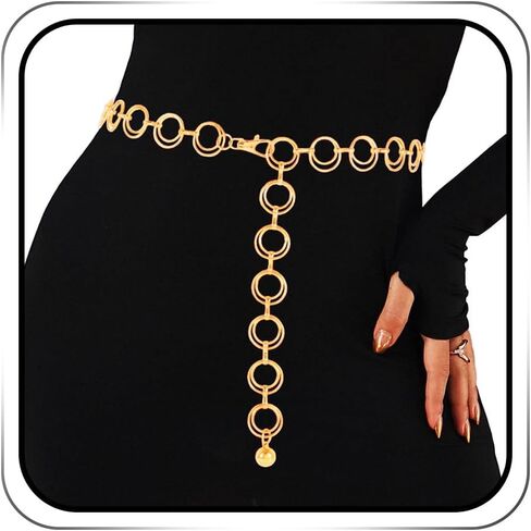 O-Ring Waist Chain Belt Link Link Belts Chain Adjustable Belly Body Chain for Women in Kuwait