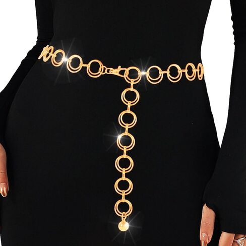 O-Ring Waist Chain Belt Link Link Belts Chain Adjustable Belly Body Chain for Women in Kuwait
