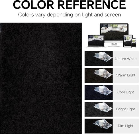 HOMBYS Shaggy Area Rug 10x14 Feet, Ultra Fuzzy Large Plush Faux Fur Carpet for Living Room Bedroom, Non-Skid Fuzzy Rug for Kids Playroom Home Decor, Black in Kuwait