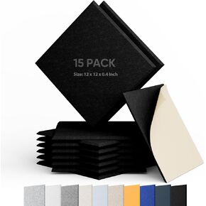 Berlai 20 Pack Acoustic Panels Self Adhesive Sound Proof Foam Panels, 12x12x0.4" High Density Sound Absorbing Panels, Square Acoustic Tiles for Recording Studio Home Theater Office Room(Dark Camel)