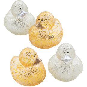 Fun Express Gold & Silver Glitter Sparkle Rubber Ducks - 12 Pieces | Baby Shower, Beach, Pool, Birthday, Bathtub Toys
