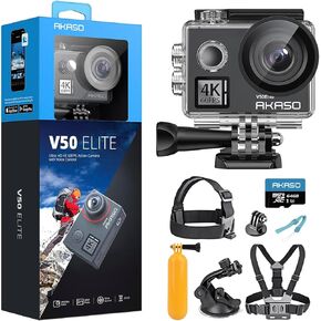 AKASO V50X 4K30FPS 20MP WiFi Action Camera and 7 in 1 Action Camera Accessories Kit Bundle
