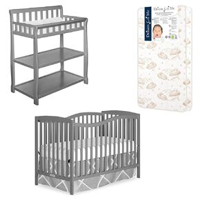 Dream On Me Nursery Essentials Bundle of Dream On Me Chelsea 5-in-1 Convertible Crib, Dream On Me Ashton Changing-Table, with a Dream On Me Twilight 5" 88 Coil Inner Spring Crib and Toddler Mattress