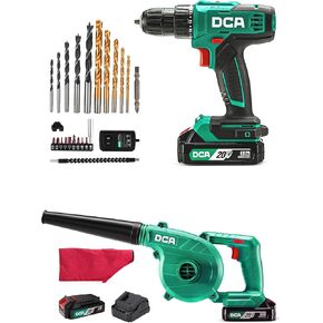 20V Cordless Power Drill 336 in-lbs Torque and Brushless Leaf Blower with 3 pcs 2.0Ah Battery