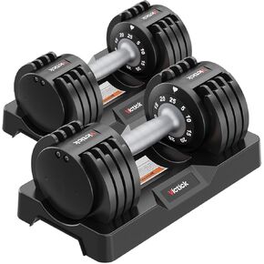 Adjustable Dumbbell Set 25LB Pair, Home Gym Weights with Non-Slip Handle, 5 in 1 Adjustable Dumbbells for Exercise and Full Body Strength Training