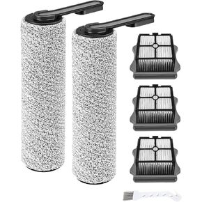 (5 Pieces) Replacement Vacuum Filters Roller Brushes Compatible with Dreame H12 Pro, H12 Dual Wet Dry Vacuum Cleaner Accessories Kit Include 2 Brush Rollers, 3 HEPA Filters Easy Clean