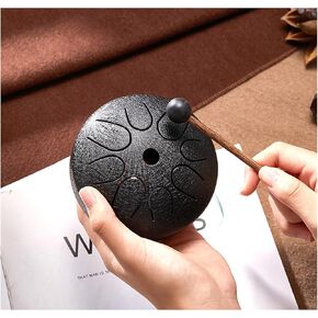Rain Chime Drum for Outside,Steel Tongue Drum: 4.5 Inch 8 Notes Handpan Drum with Mallets, Music Book, Suitable for Entertainment, Meditation, Yoga, Camping and More (Turquoise)