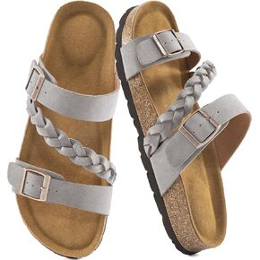 Harens Harens Flat Slides: Comfort Corey Corke Footmed Slip on Slide Shoes Buckle Open Open Tee Summer Outdoor Beach Sandal in Kuwait