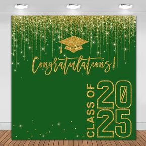 Class of 2025 Graduation Backdrop 6x6ft Black and Silver Congratulations Graduates Background Party Decorations 2025 Congrats Grad Banner Photo Booth Props