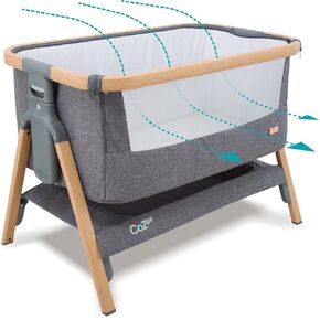 CoZee® Air Baby Bassinet & Bedside Sleeper - Rocking Bassinet for Baby, Fast-Folding with Travel Bag, Deluxe Airflow Mattress & 6 Mattress Heights, 0-6 Months (Walnut & Ecru)
