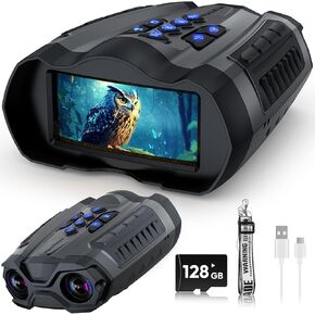 نظارات الرؤية الليلية ، و 4K Cloy Color Vision Pinoculars ، وبطاقة TF 128 جيجابايت يمكن أن تنقذ الصور والفيديو ، وشاشة HD 3.5 "ومجموعة عرض 1968 قدمًا ، و Zoom الرقمية 10x للتخييم المشي لمسافات طويلة والسفر الأسود