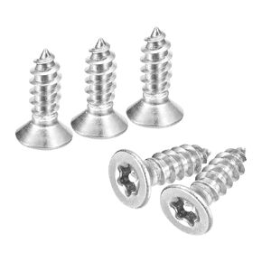 uxcell Flat Countersunk Head Torx Screws, 50Pcs M4 x 16mm 304 Stainless Steel Tamper Proof Sheet Metal Screws with Bit T20, Self-Tapping Anti-Theft for Wood, Mechanical Industry (Silver)