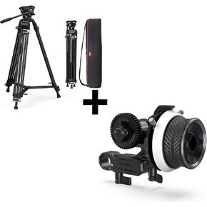 Bundle: SmallRig AD-01 Video Tripod + SmallRig Mini Follow Focus with A/B Stops & 15mm Rod Clamp and Snap-on Gear Ring Belt