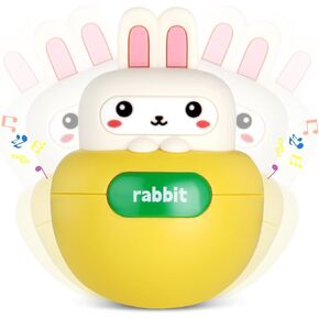 Baby Rabbit Wobble Toys, Infant Roly-Poly Tumbler Musical Wobbler, Baby Sensory Development & Teething Toy Gifts for Newborn 3-12 Month Baby Toddler Boys and Girls