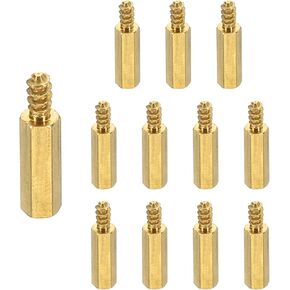 PATIKIL 12Pcs M3 11+6mm Hex Standoff Spacer, Male to Female Copper Threaded Pillars Standoff Spacer Hexagonal Spacers Standoffs Screws Nuts for PC PCB Motherboard