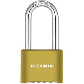 DELSWIN Combination Lock Outdoor Padlock - Weatherproof Extended 2-1/2 in. Long Shackle Combination Padlock for Gate, Shed, Trailers, and Sports Lockers(Black,2Pcs)