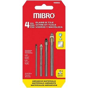 MIBRO 456831 Glass and Tile Drill Bit Set, 1/8in. to 5/16in., 4 Pieces