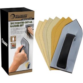 ROLLINGDOG Wall Sanding Kit - 6pcs Oxide Mesh Sandpaper(2pcs Each 80,120,240 Grit) with Extension Pole,for Corner Wall Cleaning and Polishing