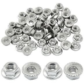 M4/0.7mm Serrated Flange Hex Nuts, 50Pcs Hexagon Flange Nuts, 304 Stainless Steel 18-8, Full Thread, Hex Drive, Bright Finish