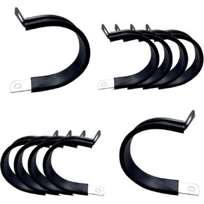 10pcs 2 Inch Stainless Steel Cable Clamps, Rubber Coated Cushioned Insulated Cable Clamp, Pipe Clamps, Automotive Cable Wire Clamps for Tube, Lines, Wire Cord Installation(50mm)