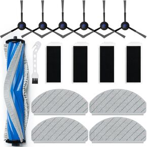 Replacement Parts for ECOVACS DEEBOT N20 Plus, N20 Pro Plus, Yeedi C12, C12 Pro Plus Robot Vacuum Accessories Kit, 1 V-shaped Brush, 4 Hepa Filters, 4 Mop Pads, 6 Side Brush, 1 Clean Tool