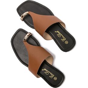 Eozlink Women's Slide Sandals Ring Toe Flat Sandals Slip On Sandals Open Toe Flip Flop Thong Sandals Casual Summer Beach Sandals
