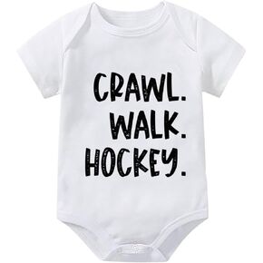 Crawl Walk Hockey Going Home Outfit Baby Boy Short Sleeve Baby Girl White Outfit White Baby Boy Rompers 12 Months