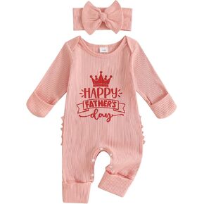 My First Fathers Day Baby Girl Outfit Long Sleeve Romper Jumpsuit Onesie Fathers Newborn Girl Outfits Clothes