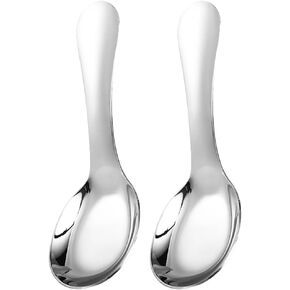 Ciieeo 2pcs Stainless Steel Kids Spoon Stirrer Spoon Soup Scoop Japanese Spoon Preschooler Utensils Small Spoons Dessert Spoon Condiments Salt Spoons Dinner Spoon Child Ramen Spoon Mini