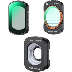K&F Concept Wide-Angle Lens & Black Diffusion 1/2 & Blue Streak Filter Compatible with DJI Osmo Pocket 3, Magnetic Attach/Multi-Coated/Optical Glass