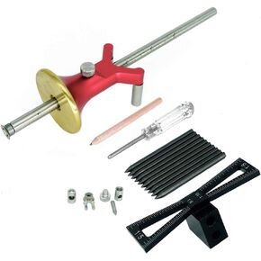 Dovetail Jig Wheel Marking Gauge Wood Scribe Tool Set Includes 1 Bearing Wheel Cutter for Soft Wood,1 Locked Wheel Cutter for Hard Wood,1 Metal Marking Pen,10 Marking Pencils,1 Woodworking Pencil