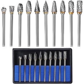 OCR 10PCS Carbide Burr Set ، Double Tungsten Rotary Bits 3MM و 1/8 "Shank متوافق مع أداة Dremel Rotary للطحن المعدني ، القطع ، النقش والتلميع