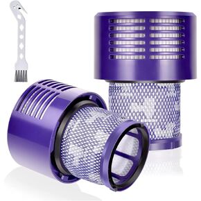 2 Pack Vacuum Filter Replacements for Dyson V10 Cyclone Series, V10 Animal, V10 Absolute, V10 Total Clean, SV12, dyson replacement filters Part No. 969082-01(2 Pack Filters and 1 Clean Brush)