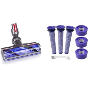 V8 V11 Vacuum Filter Replacement Kit and Motorhead Replacement Vacuum Head for Dyson V7, V8, V10, V11, V15 Cordless Vacuum Cleaners