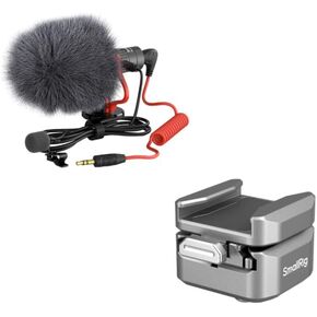 SMALLRIG Shotgun Mic for Camera and HawkLock H18 Quick Release Support with Cold Shoe
