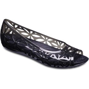 Crocs Women's Isabella Jelly II Flat W Ballet, Black/Black, 4 M US