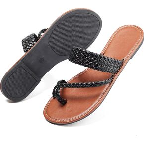 Women's Flat Sandals Casual Summer Sandals Dress Fashion Round Open Flip Flop Thong Sandals