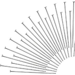 TOAOB 200pcs Stainless Steel Head Pins 2 Inch Silver Flat Head Pins Jewelry Findings for DIY Crafts Necklaces Bracelets Earrings Making