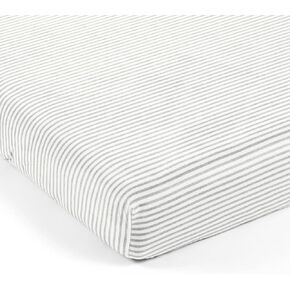 Lush Decor Baby Stripe Soft & Plush Fitted Crib Sheet, 52"x 28" x 9", Gray & White