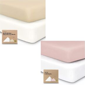 KeaBabies 2-Pack Mini Crib Sheets, Pack and Play Sheets Fitted and 2-Pack Organic Crib Sheets for Boys, Girls - Pack N Play Sheets - Jersey Fitted Crib Sheet, Baby Crib Sheets Neutral