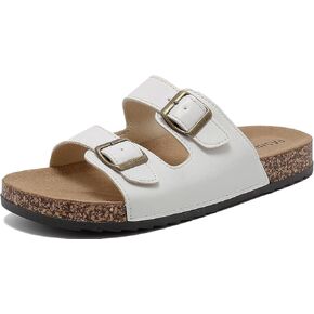 Cork Footbed Sandals Women Men, Arch Support Summer Beach Slide Slip On Slippers with Adjustable Buckle Outdoor Indoor