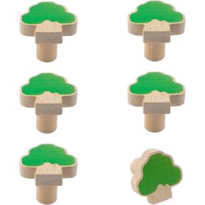 MOROBOR Apple Tree Shaped Wooden Knobs, 6pcs Unique Decorative Furniture Knobs Single Hole Pull with Screws for Kids Room Nursery Bedroom Decor