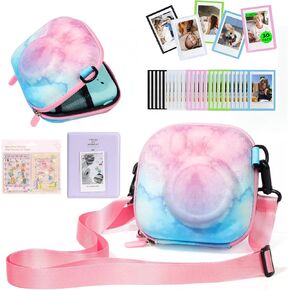 Accessories Kit Case for Fujifilm Instax Mini 12 11 99 7+ SE EVO Instant Camera with Universal Mini Camera Bag, Magnetic Picture Frame, Mini Photo Album, Stickers (No Camera) - Blue Pink